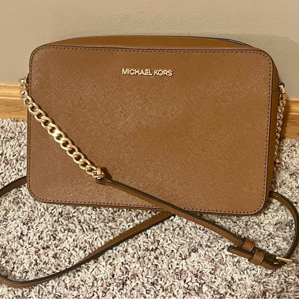 Michael Kors Tan Crossbody Bag with Gold Chain